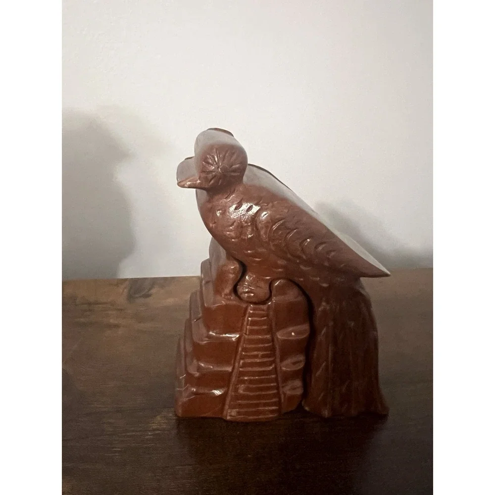 Hand Carved Wooden Puzzle Box Quetzal Bird on Pyramid | Secret Stash Trinket Box